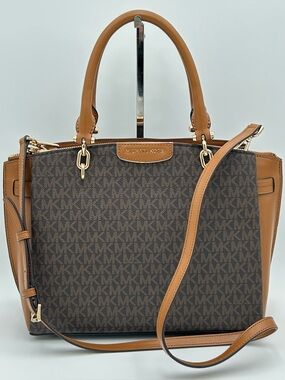 Michael Kors Brown & Tan Large Rochelle Purse